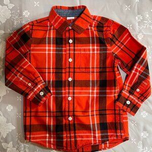 GYMBOREE Boys Orange Long Sleeve Button-down Shirt XS (4) 100% Cotton